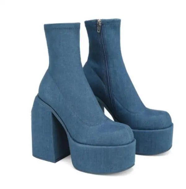 Zipper Luxury Designer Rubber High Heel Ankle Boots