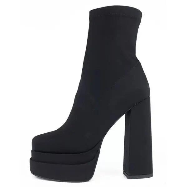 Zipper Luxury Designer Rubber High Heel Ankle Boots