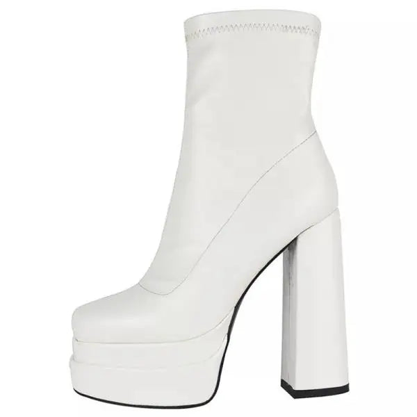 Zipper Luxury Designer Rubber High Heel Ankle Boots