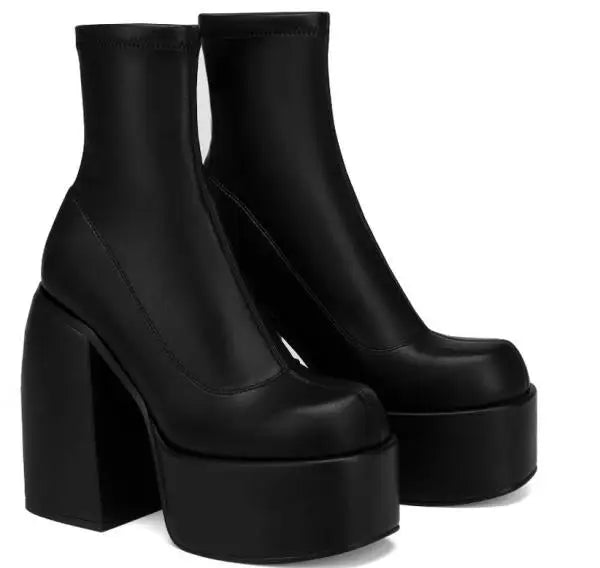 Zipper Luxury Designer Rubber High Heel Ankle Boots
