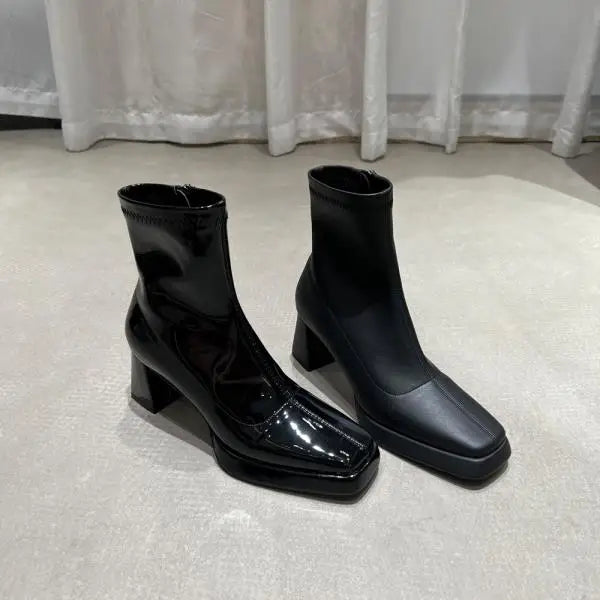 Zipper Luxury Designer Rubber High Heel Ankle Boots