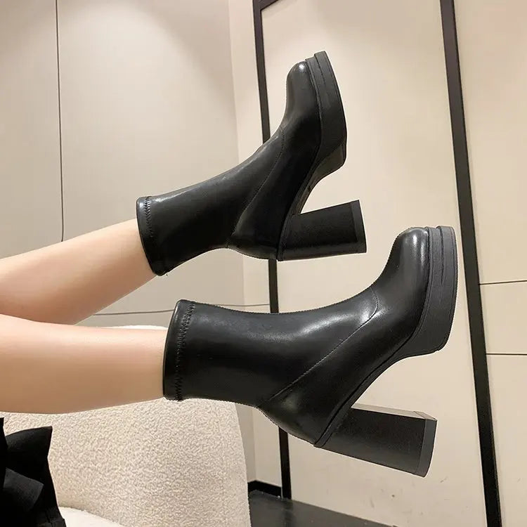 Zipper Luxury Designer Rubber High Heel Ankle Boots