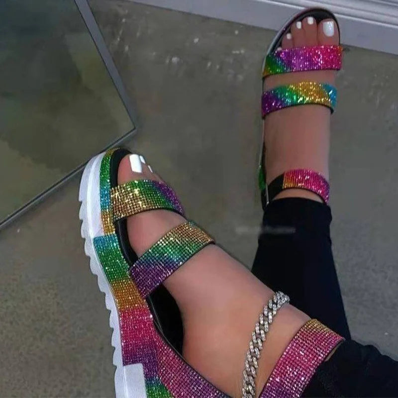 Gladiator Ladies Buckle Strap Snake Print Sandles