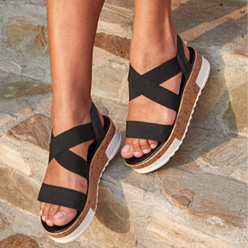 Gladiator Ladies Buckle Strap Snake Print Sandles