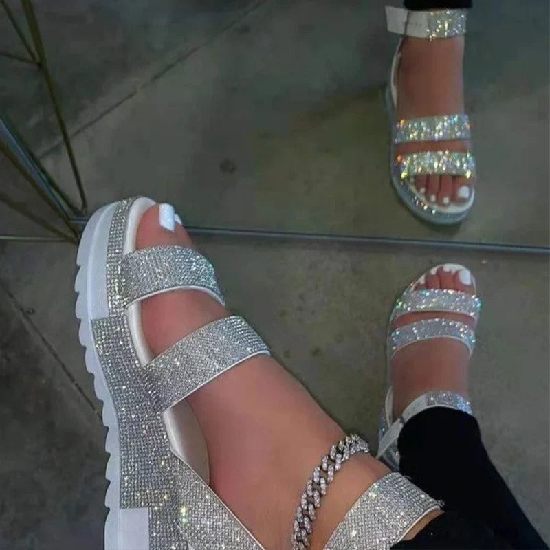 Gladiator Ladies Buckle Strap Snake Print Sandles