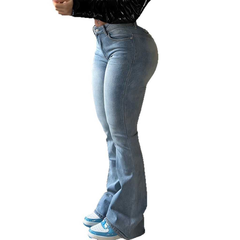 Denim Jeans With A Personalized Street-style Print