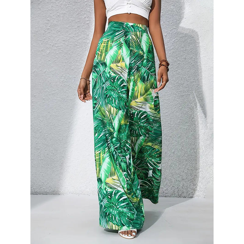 Printed High‑Waist Wide‑Leg Palazzo Pants