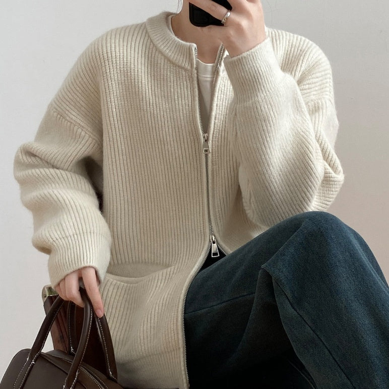 Zip-up Sweater Coat