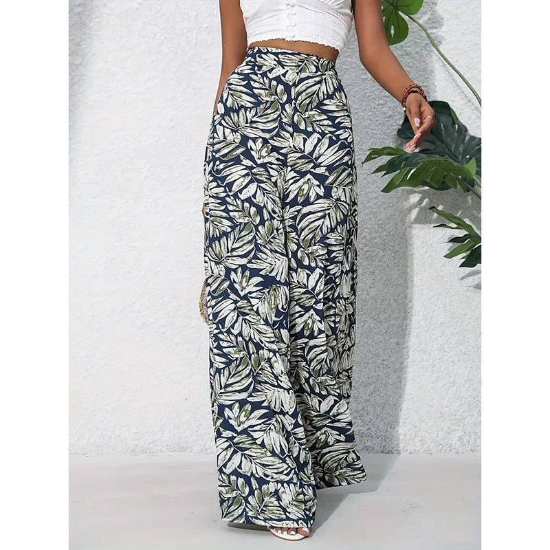 Printed High‑Waist Wide‑Leg Palazzo Pants