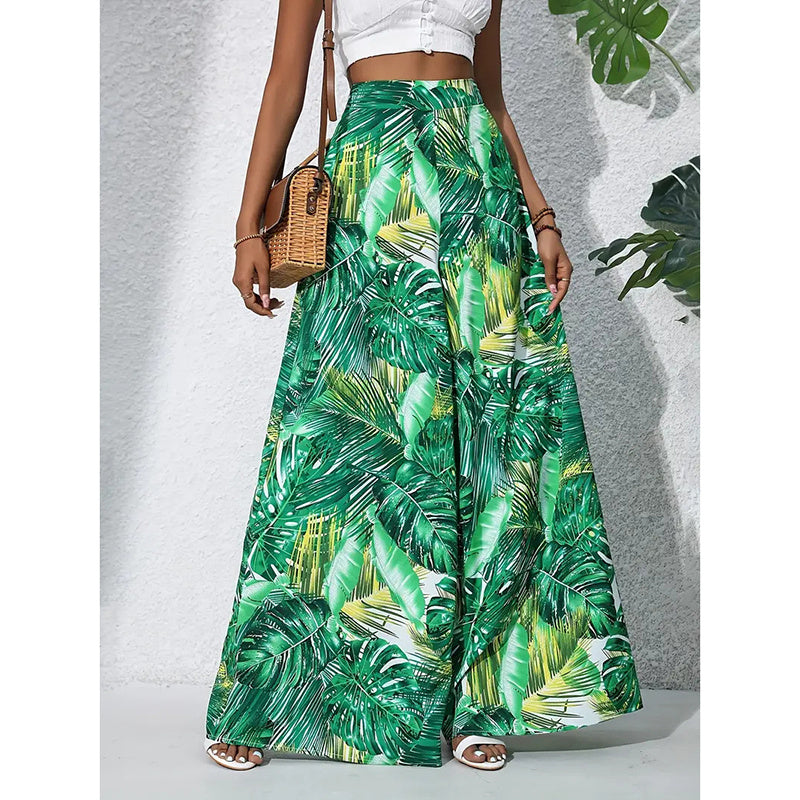 Printed High‑Waist Wide‑Leg Palazzo Pants