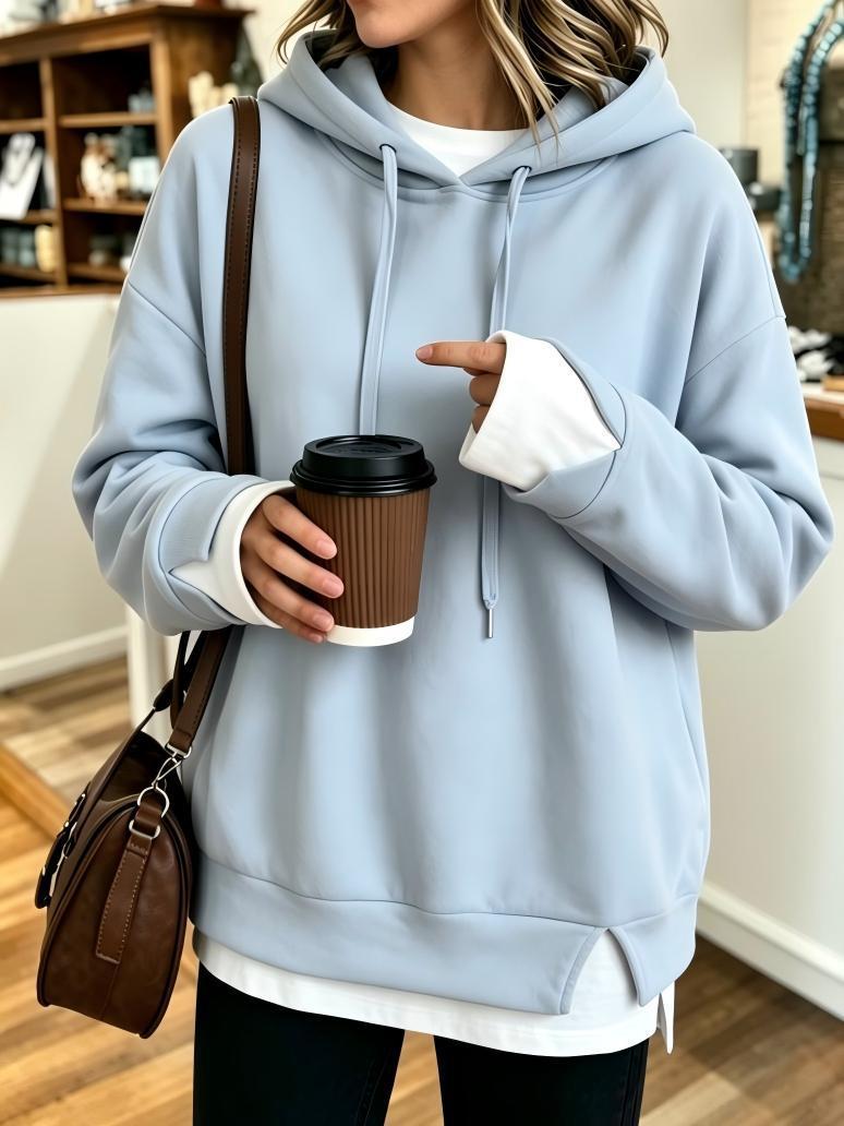 Faux Two-piece Hooded Sweatshirt