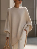 Women's Thick Knitted Pullover Sweater Loose Fit Round Neck Casual All-Match Top For Autumn Winter
