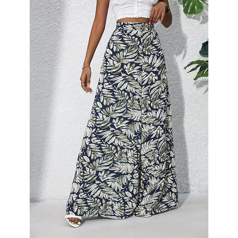 Printed High‑Waist Wide‑Leg Palazzo Pants