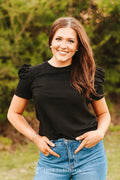 "Midnight Western" Ribbed Puff Sleeve Top