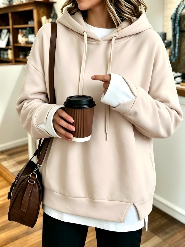 Faux Two-piece Hooded Sweatshirt