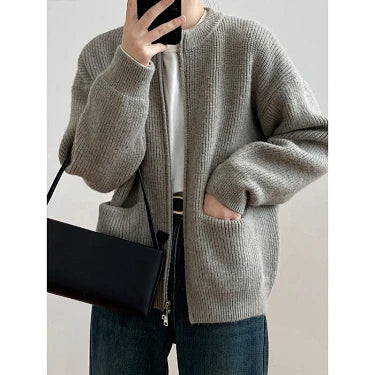Zip-up Sweater Coat