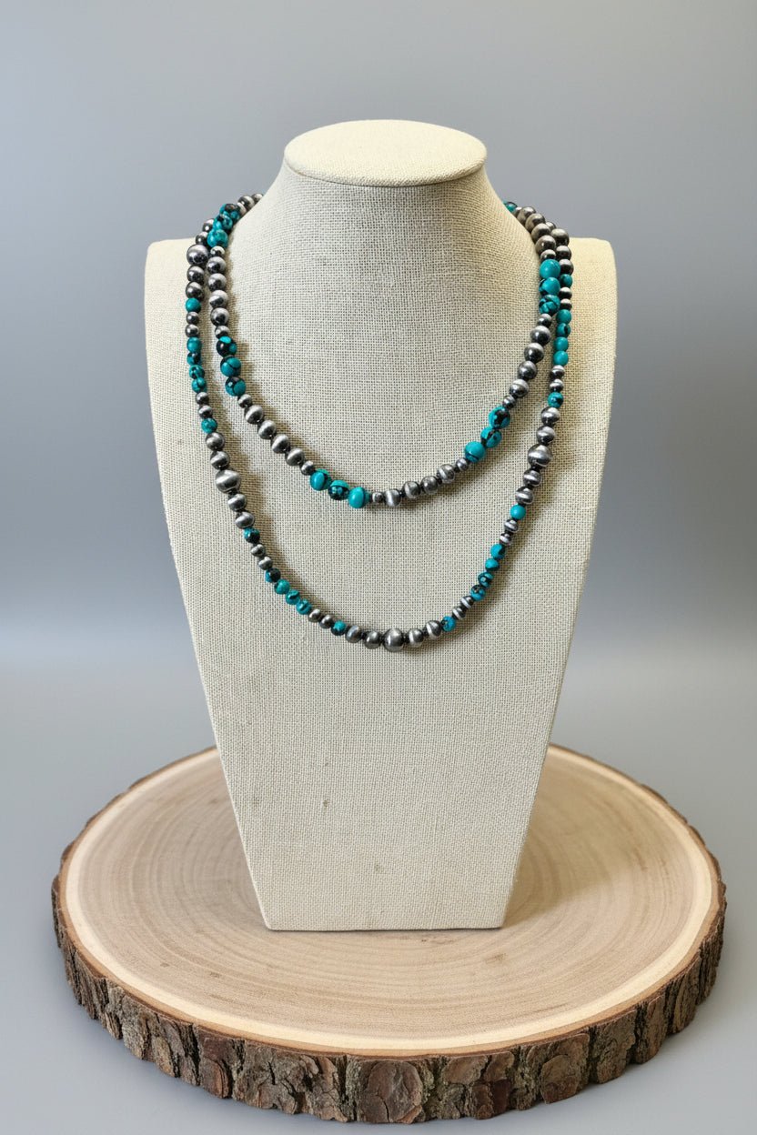 Faux Pearl & Turquoise Necklace Set