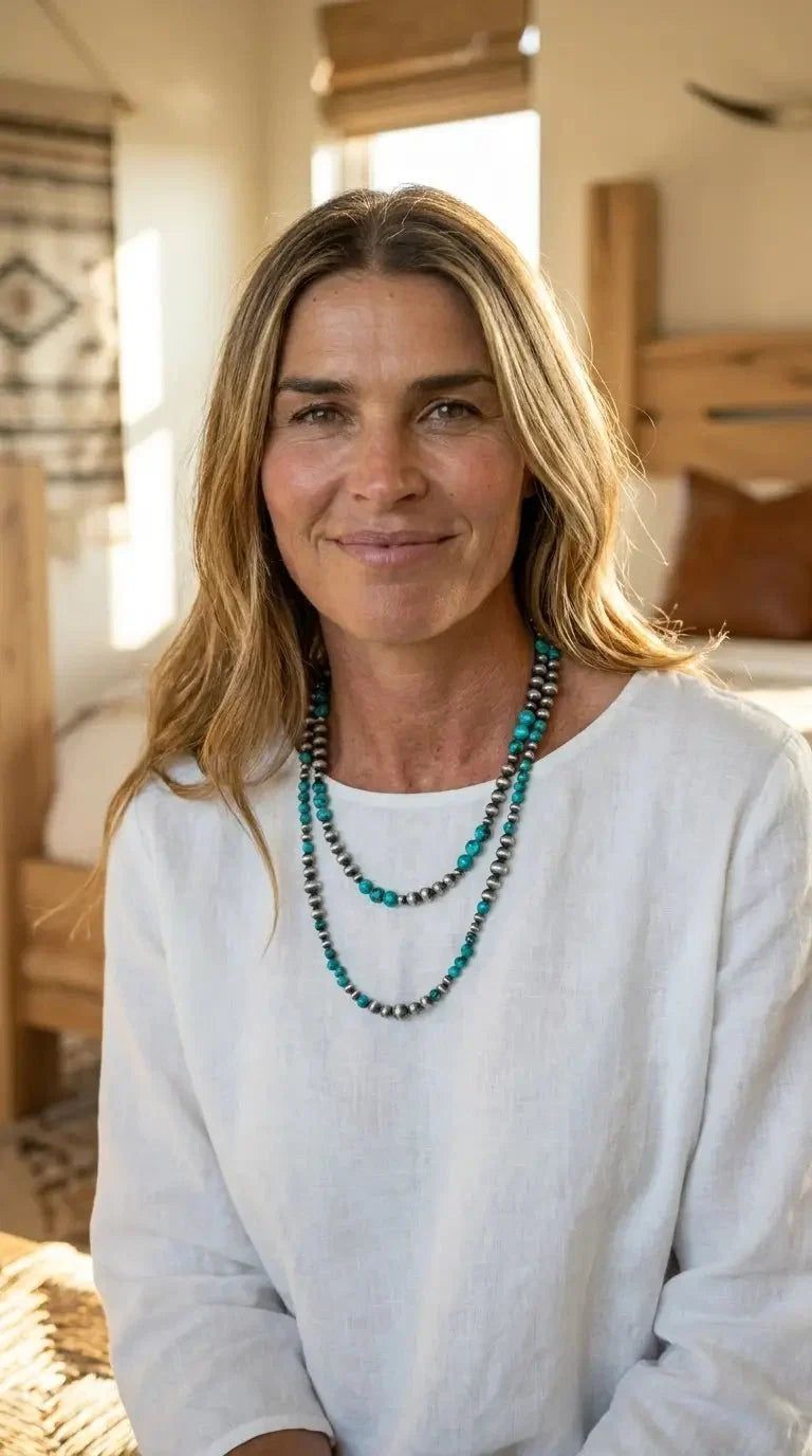 Faux Pearl & Turquoise Necklace Set