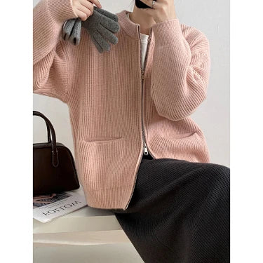 Zip-up Sweater Coat