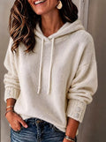 Hooded Loose-fit Drawstring Sweater