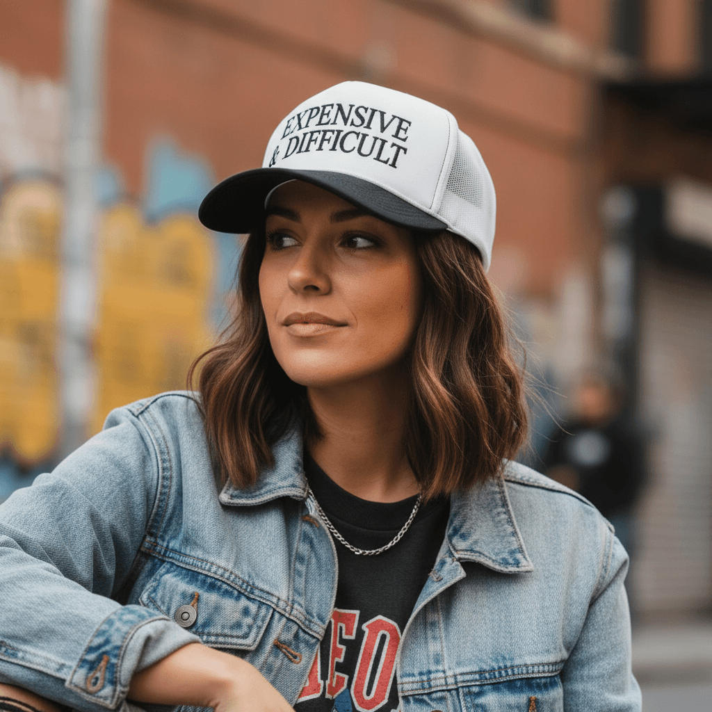 Expensive & Difficult Embroidered Adjustable Five-Panel Twill Hat