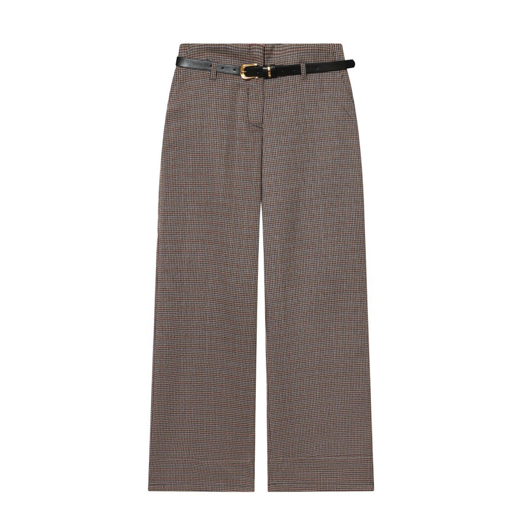 High-waisted Straight-leg Pants With A Belt