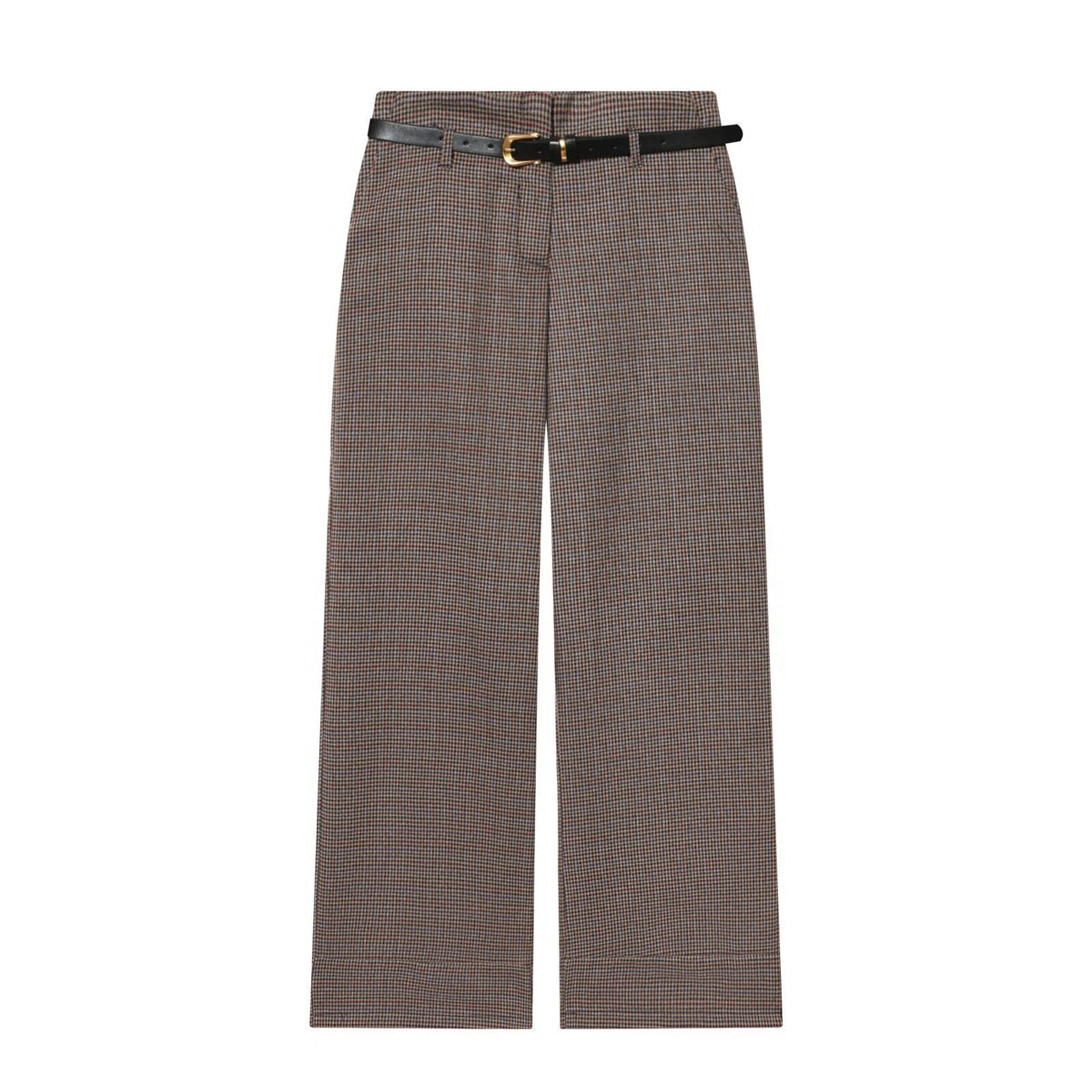 High-waisted Straight-leg Pants With A Belt
