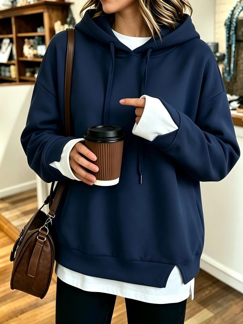 Faux Two-piece Hooded Sweatshirt