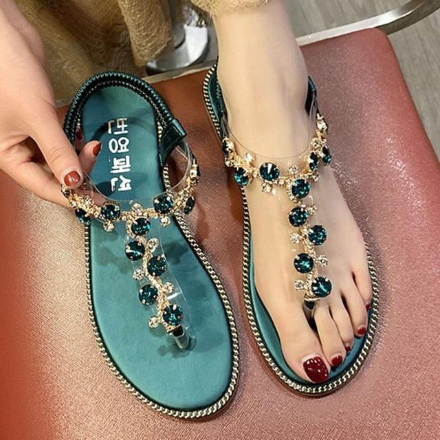 Luxury Design Beach Platform Light Breathable Rhinestone  Jeweled Sandals