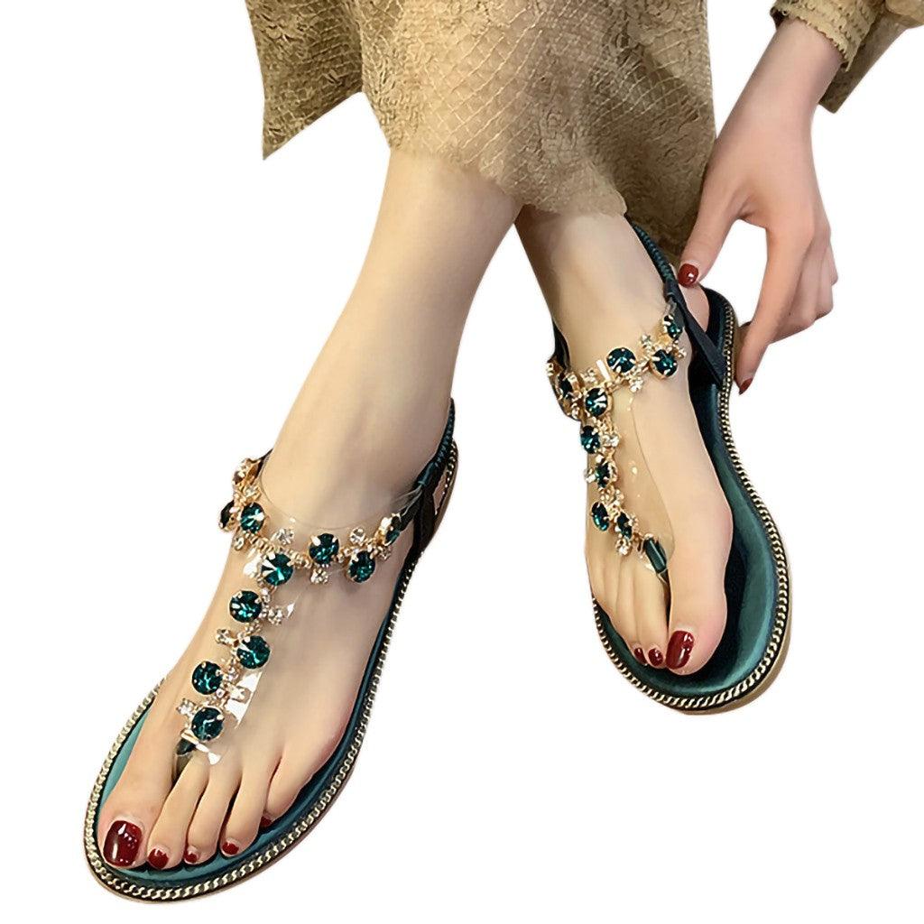 Luxury Design Beach Platform Light Breathable Rhinestone  Jeweled Sandals