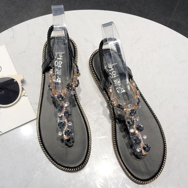 Luxury Design Beach Platform Light Breathable Rhinestone  Jeweled Sandals