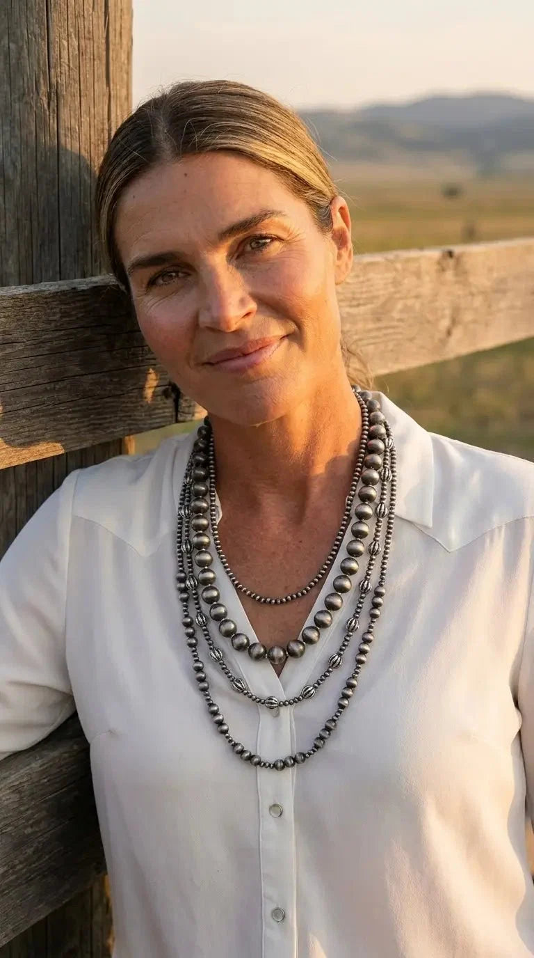 Faux Sterling Pearl Layered Necklace Set