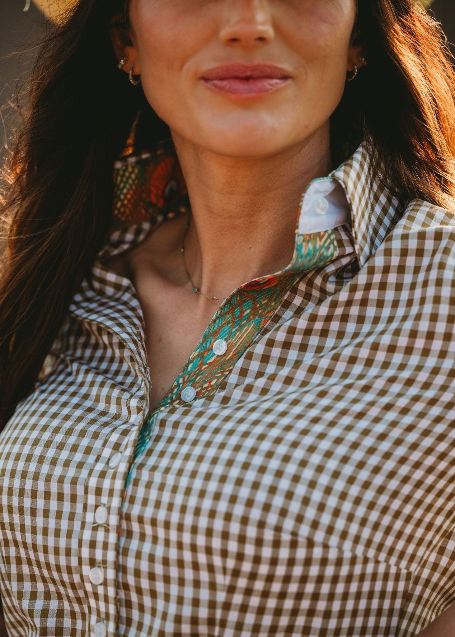 Olive Gingham Women's Western Shirt