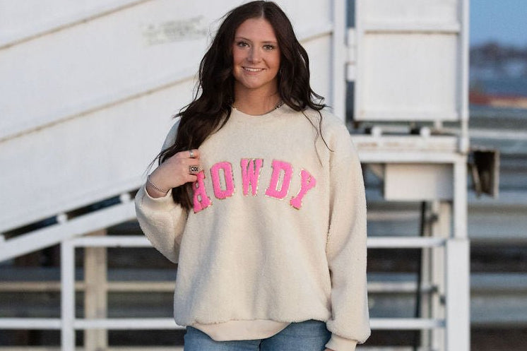 "Howdy" Western Sherpa Pullover — (XL remains)