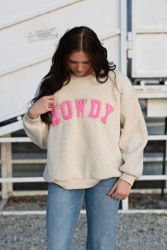 "Howdy" Western Sherpa Pullover — (XL remains)