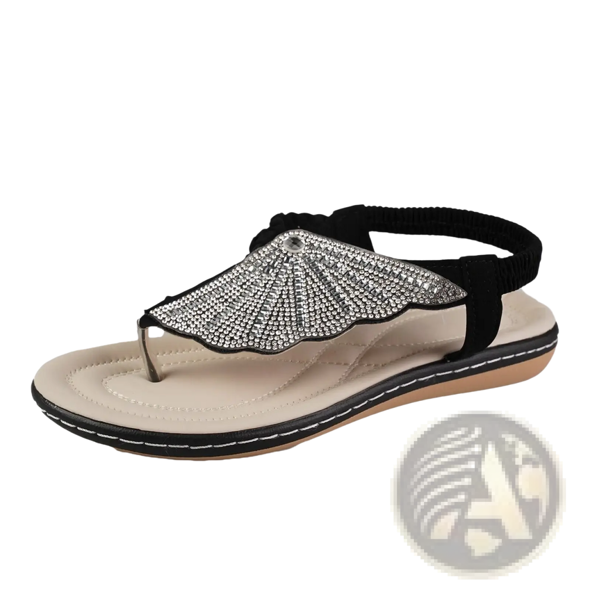 Rhinestone Shell Flip Flops