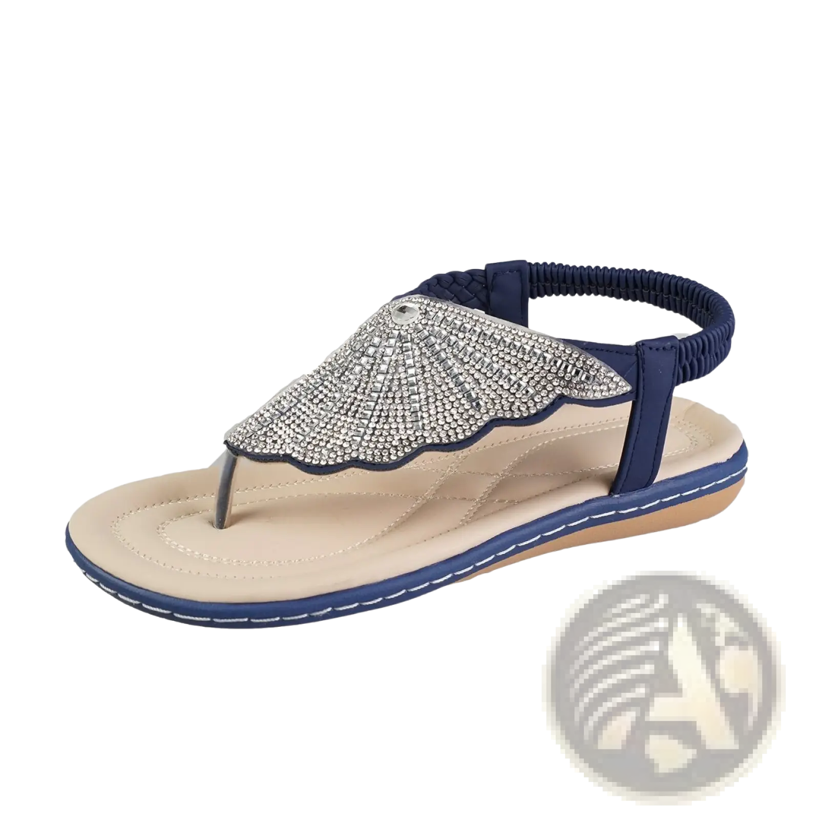 Rhinestone Shell Flip Flops