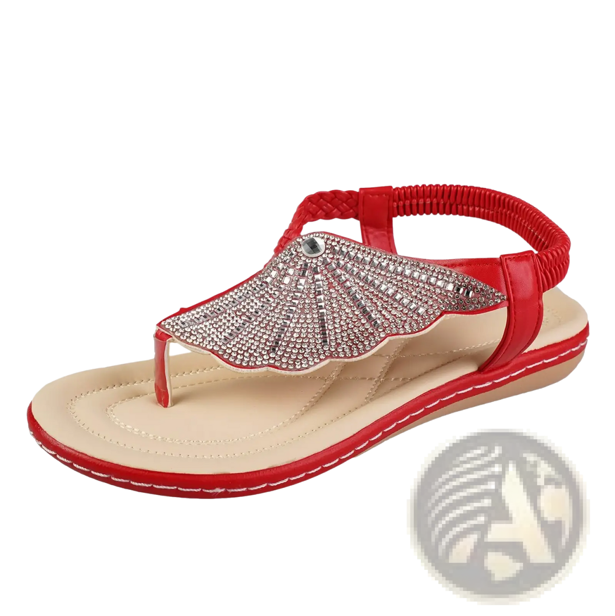 Rhinestone Shell Flip Flops