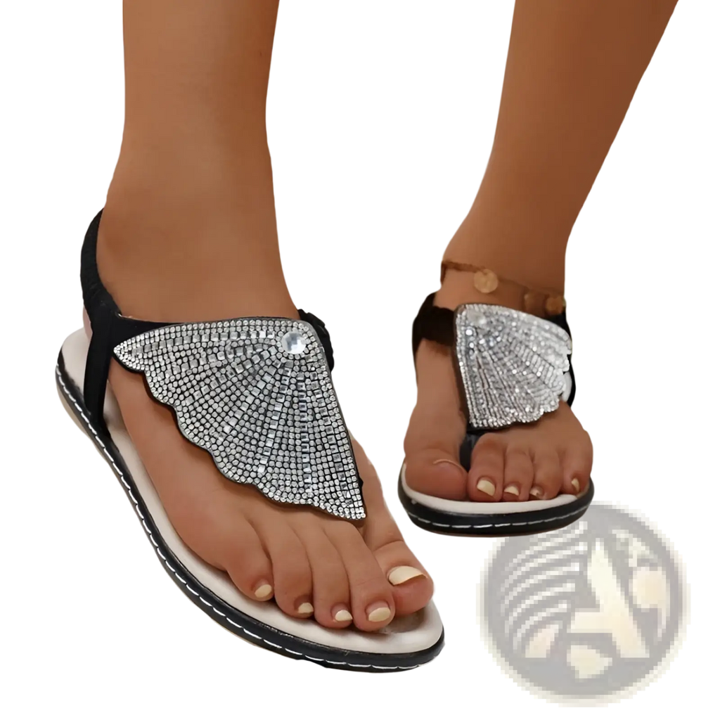 Rhinestone Shell Flip Flops