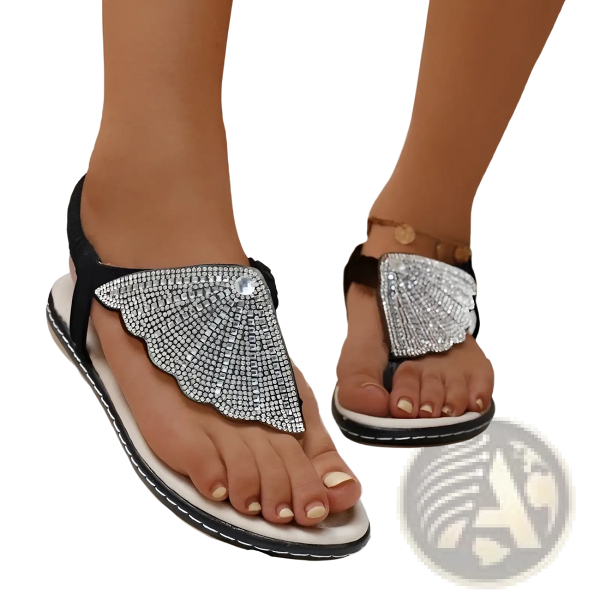 Rhinestone Shell Flip Flops