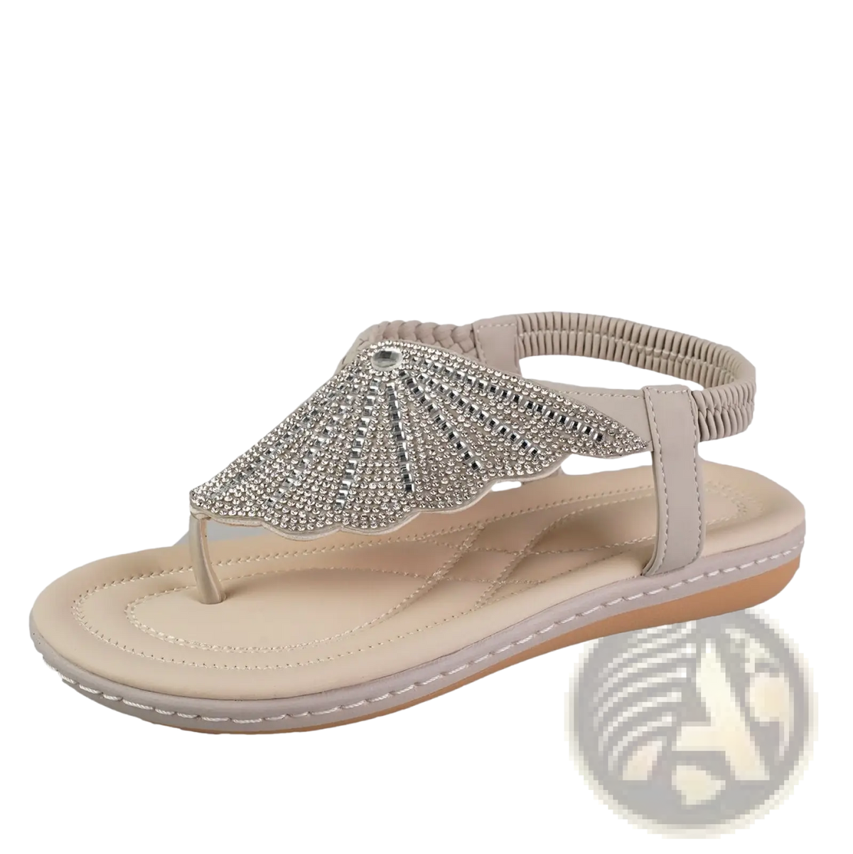 Rhinestone Shell Flip Flops