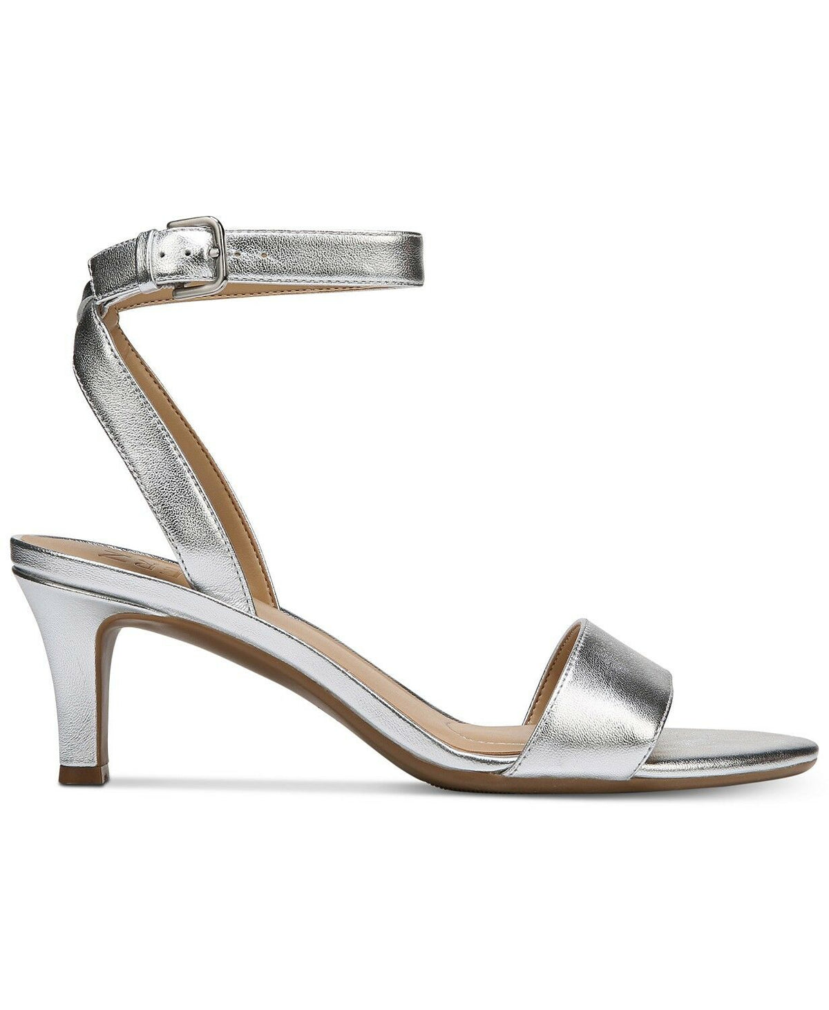 Naturalizer  Ankle Strap, Soft Silver Leather Sandals