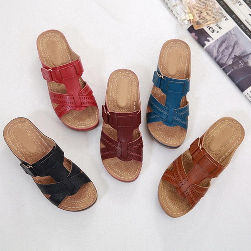 Vintage Anti-slip Leather With Arch Support Sandals