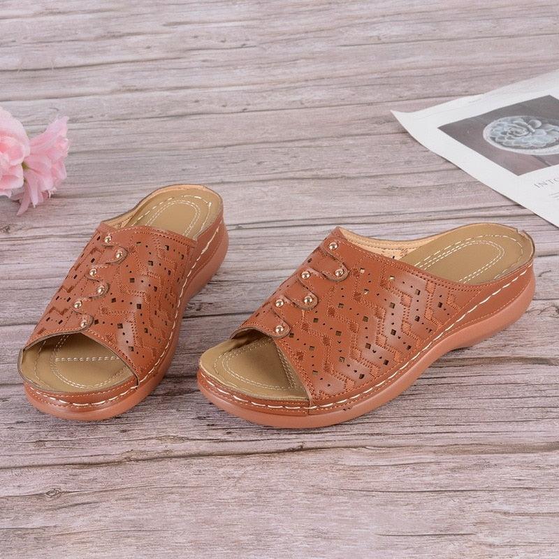 Vintage Anti-slip Leather With Arch Support Sandals