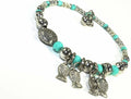 Turquoise Beaded Fish Charm Bracelet For Women Adjustable