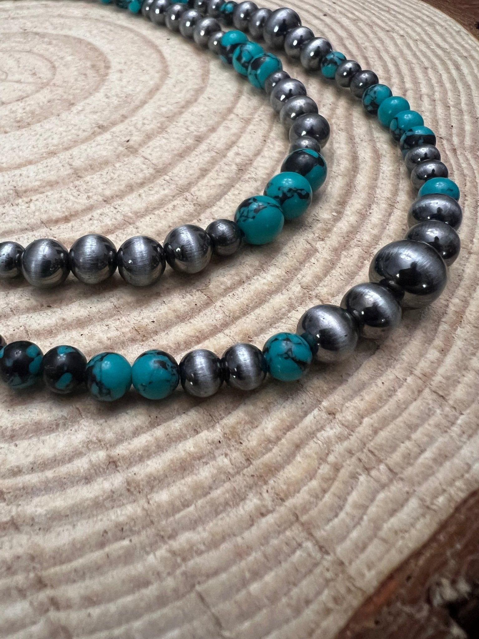 Faux Pearl & Turquoise Necklace Set