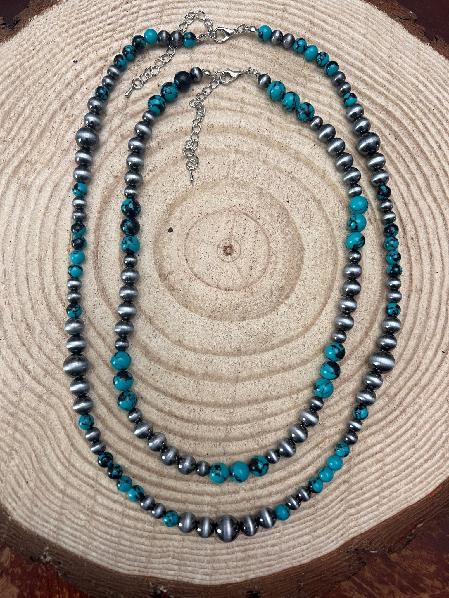 Faux Pearl & Turquoise Necklace Set