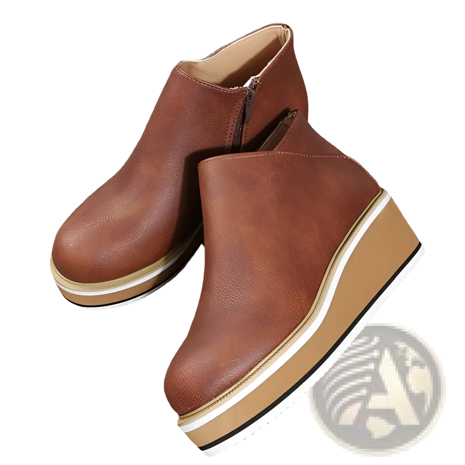 Ankle Boots Chunky Platform Wedge Leather Shoes