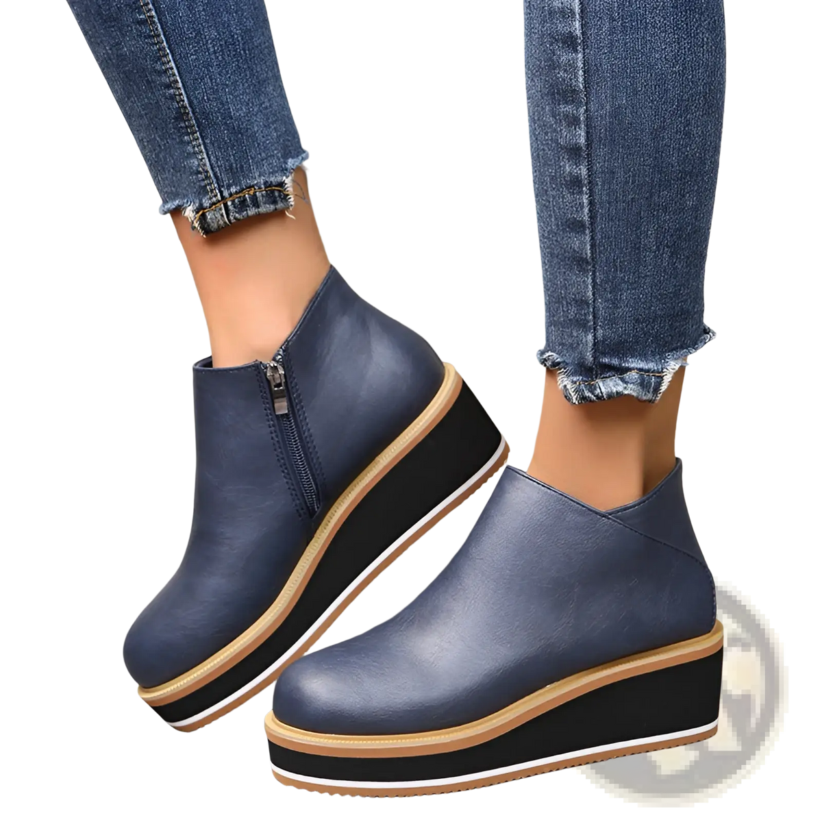 Ankle Boots Chunky Platform Wedge Leather Shoes