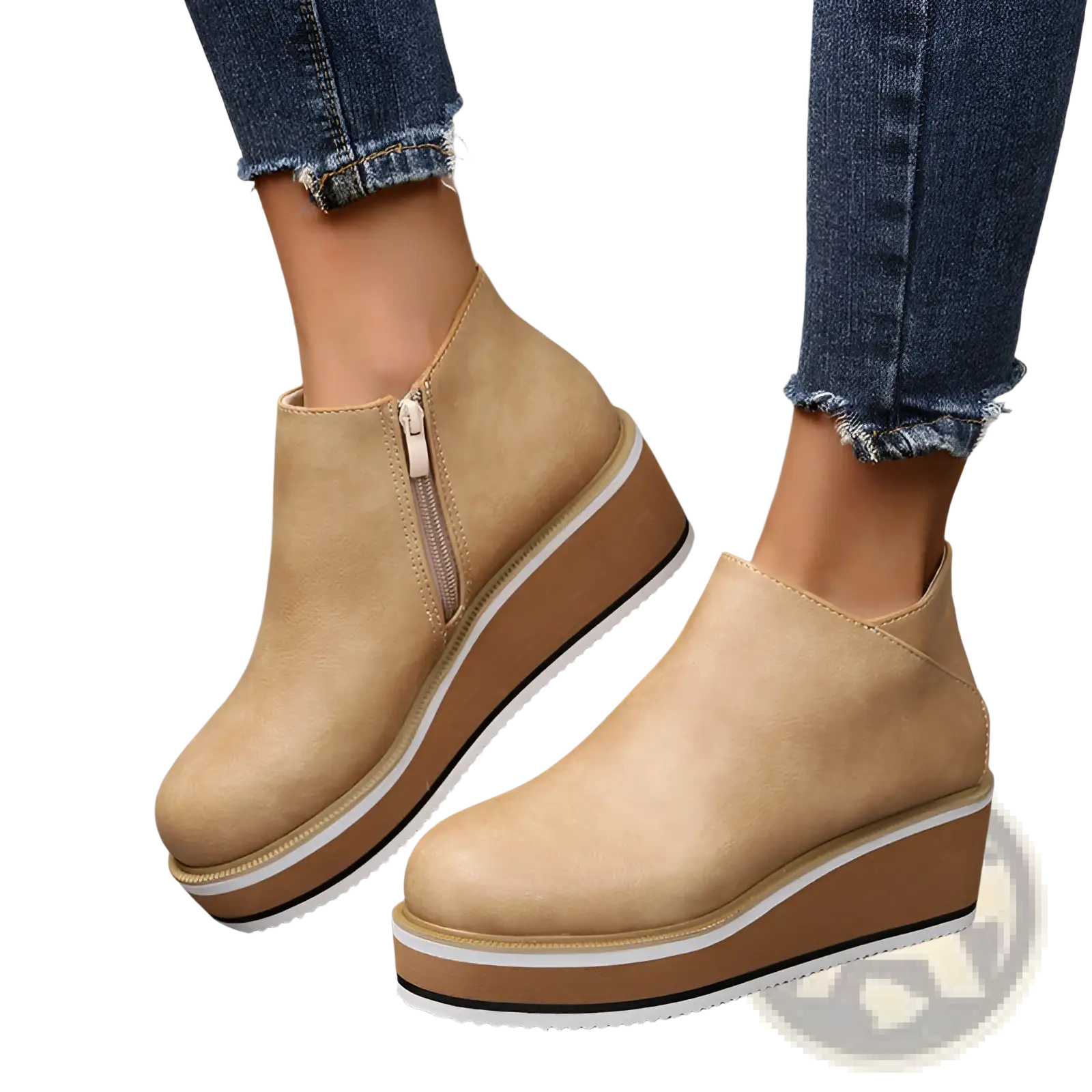 Ankle Boots Chunky Platform Wedge Leather Shoes